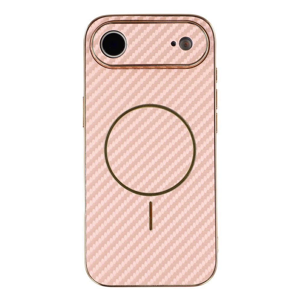 For-iPhone-Air-Phone-Case-Carbon-Fiber-Textured-Electroplated-TPU-Back-Cover-Pink