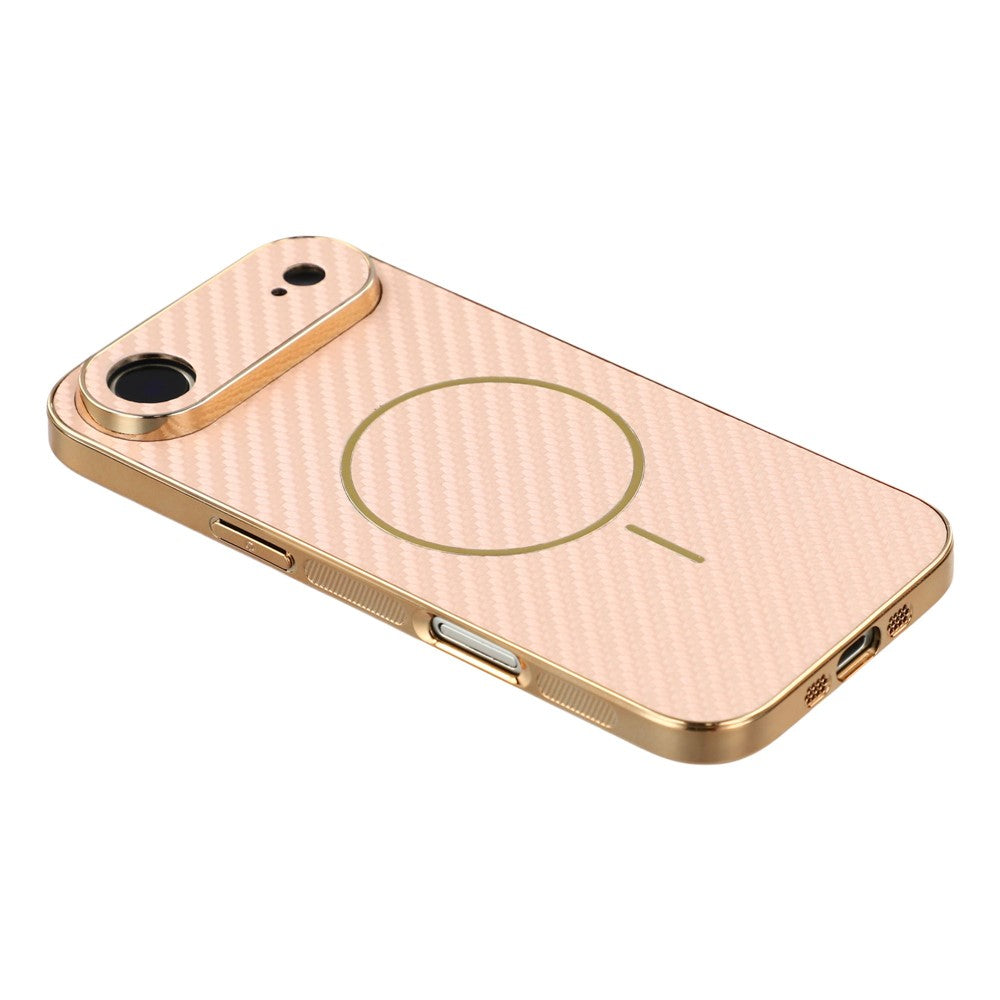 For-iPhone-Air-Phone-Case-Carbon-Fiber-Textured-Electroplated-TPU-Back-Cover-Pink