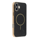 For-iPhone-16-Phone-Case-Carbon-Fiber-Textured-Electroplated-TPU-Back-Cover-Black