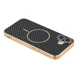 For-iPhone-16-Phone-Case-Carbon-Fiber-Textured-Electroplated-TPU-Back-Cover-Black