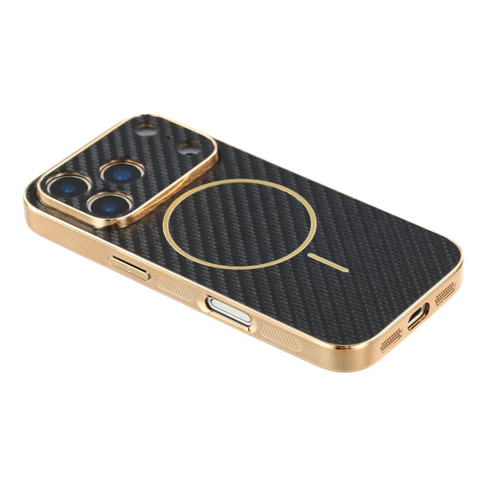 For-iPhone-17-Pro-Max-Phone-Case-Carbon-Fiber-Textured-Electroplated-TPU-Back-Cover-Black