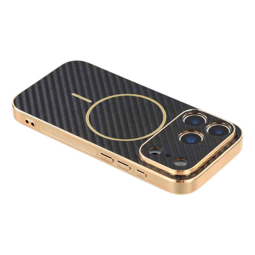 For-iPhone-17-Pro-Max-Phone-Case-Carbon-Fiber-Textured-Electroplated-TPU-Back-Cover-Black