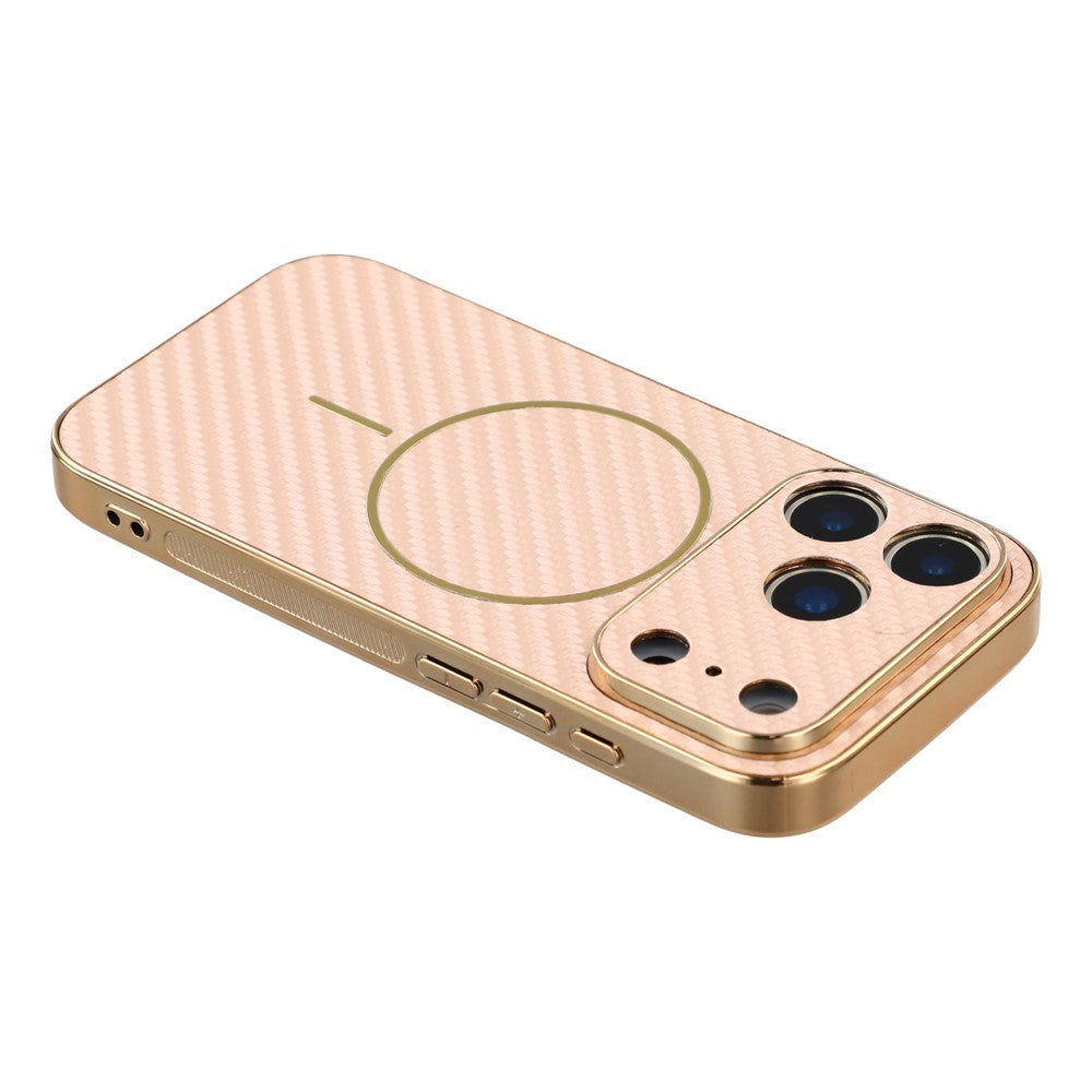 For-iPhone-17-Pro-Max-Phone-Case-Carbon-Fiber-Textured-Electroplated-TPU-Back-Cover-Pink