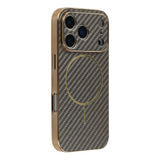 For-iPhone-17-Pro-Max-Phone-Case-Carbon-Fiber-Textured-Electroplated-TPU-Back-Cover-Coffee