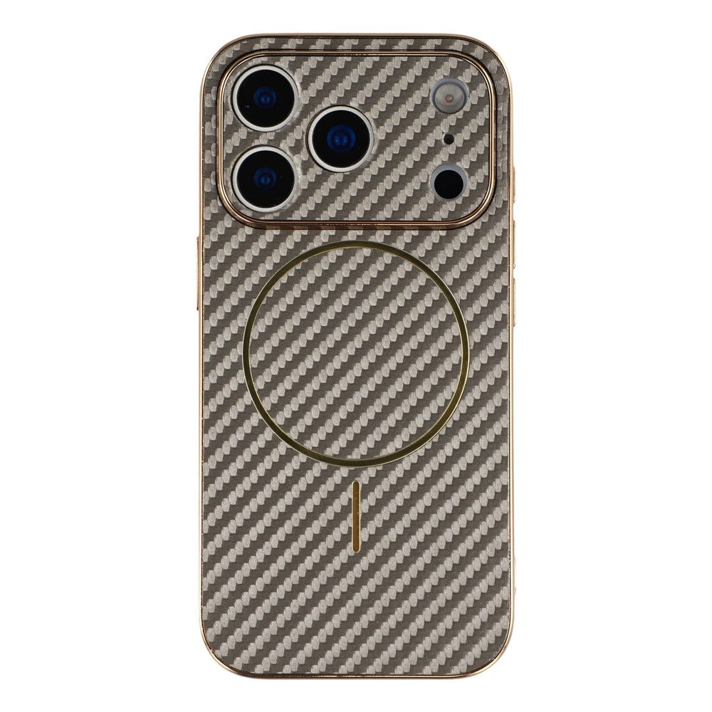 For-iPhone-17-Pro-Max-Phone-Case-Carbon-Fiber-Textured-Electroplated-TPU-Back-Cover-Coffee