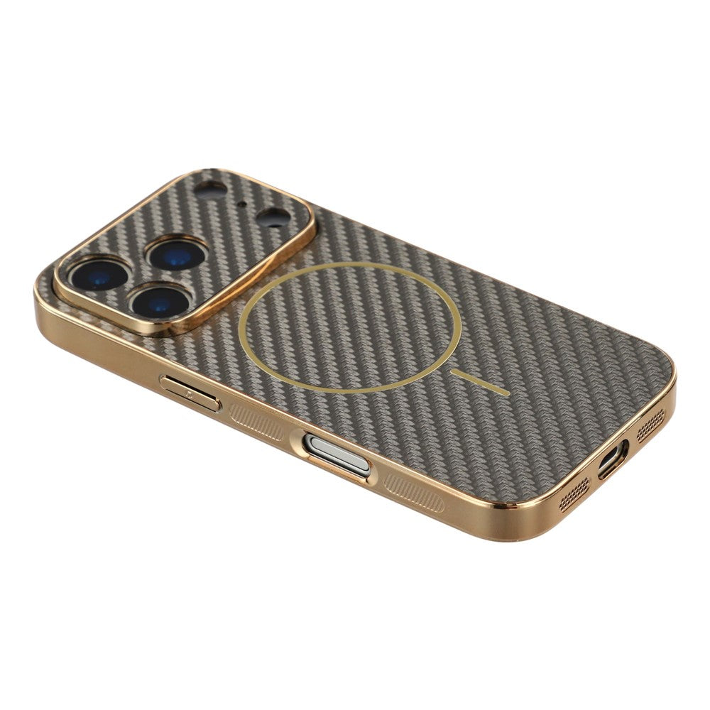 For-iPhone-17-Pro-Max-Phone-Case-Carbon-Fiber-Textured-Electroplated-TPU-Back-Cover-Coffee