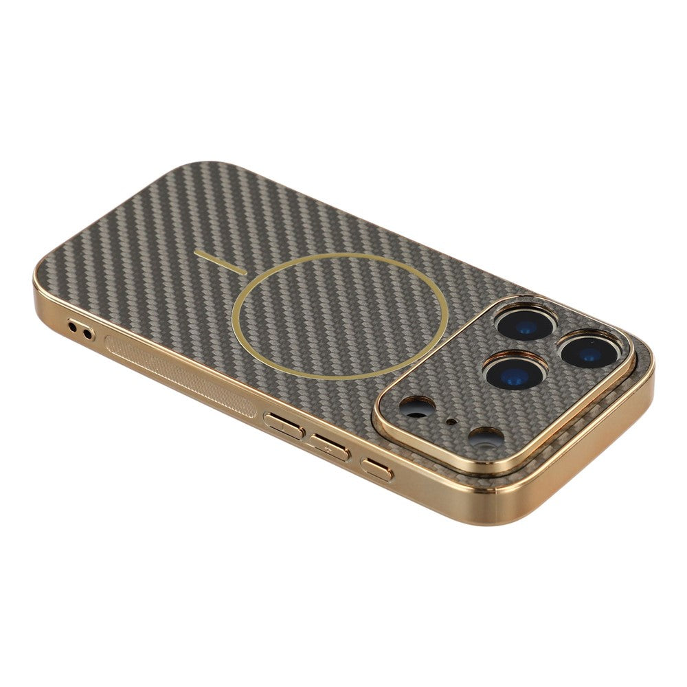 For-iPhone-17-Pro-Max-Phone-Case-Carbon-Fiber-Textured-Electroplated-TPU-Back-Cover-Coffee