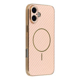 For-iPhone-17-Phone-Case-Carbon-Fiber-Textured-Electroplated-TPU-Back-Cover-Pink