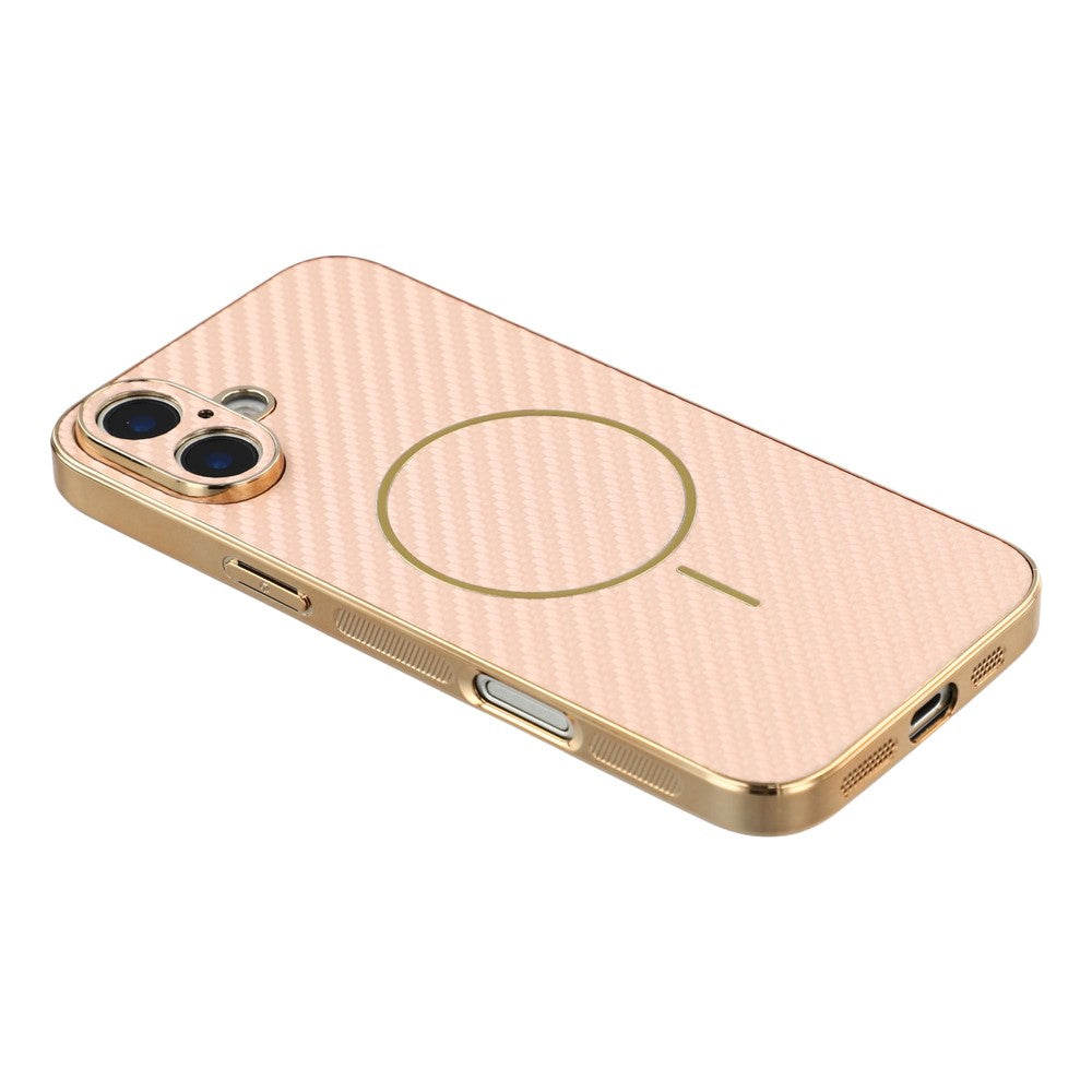 For-iPhone-17-Phone-Case-Carbon-Fiber-Textured-Electroplated-TPU-Back-Cover-Pink
