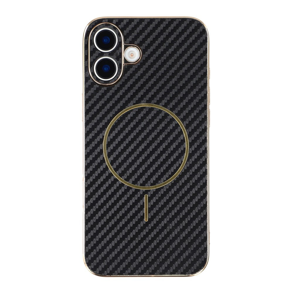 For-iPhone-17-Phone-Case-Carbon-Fiber-Textured-Electroplated-TPU-Back-Cover-Black