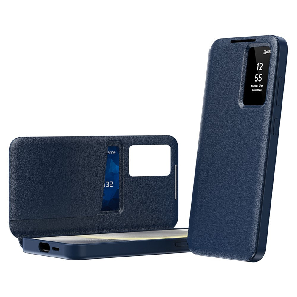 For-Samsung-Galaxy-S25-FE-Case-with-Card-Holder-Smart-View-Window-Leather-Phone-Cover-Sapphire