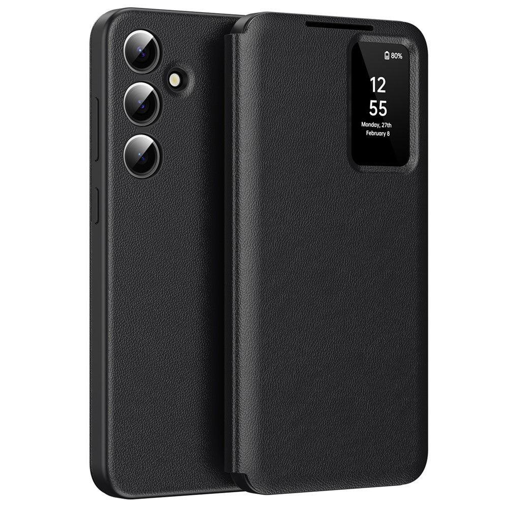 For-Samsung-Galaxy-S25-FE-Case-with-Card-Holder-Smart-View-Window-Leather-Phone-Cover-Black