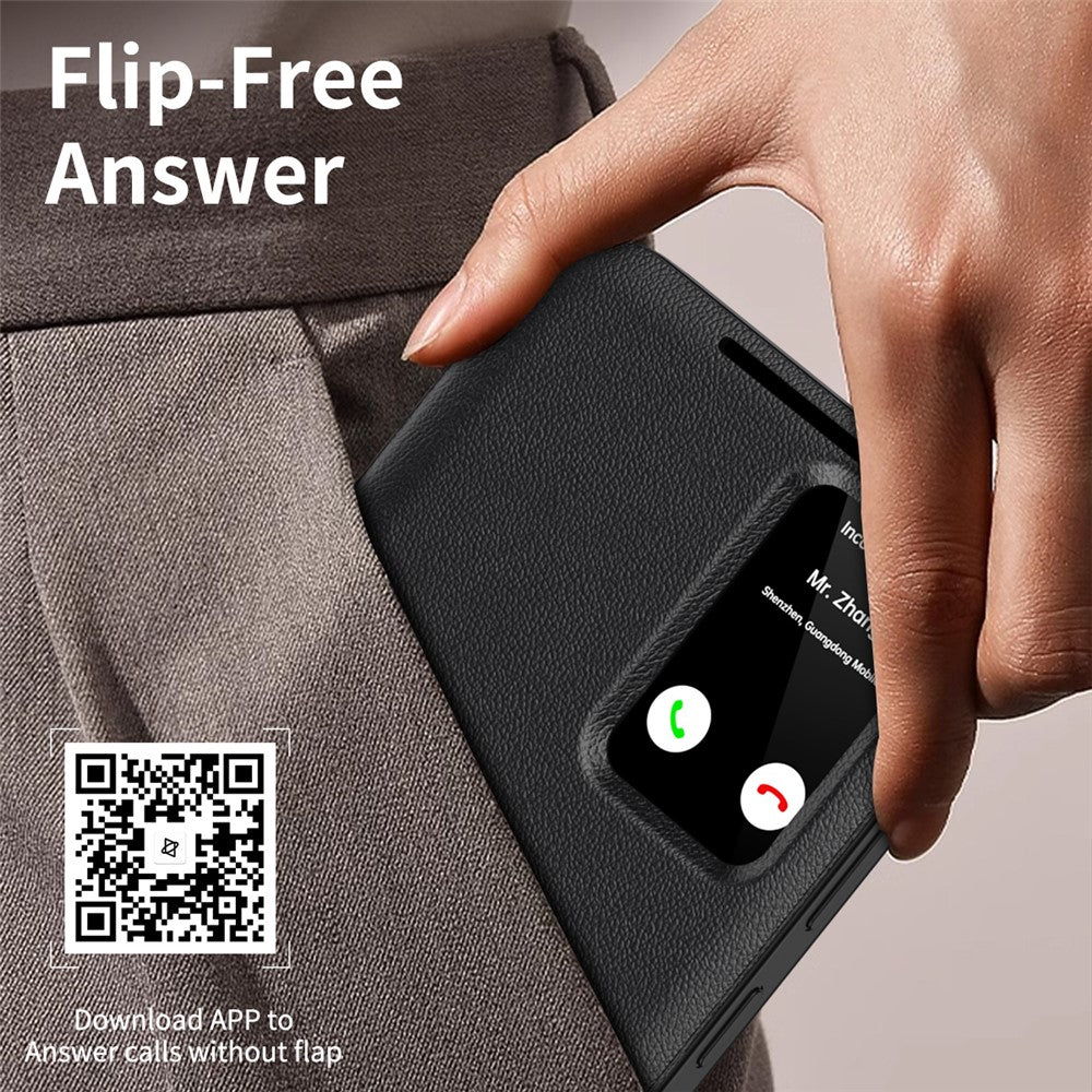 For-Samsung-Galaxy-S25-FE-Case-with-Card-Holder-Smart-View-Window-Leather-Phone-Cover-Black