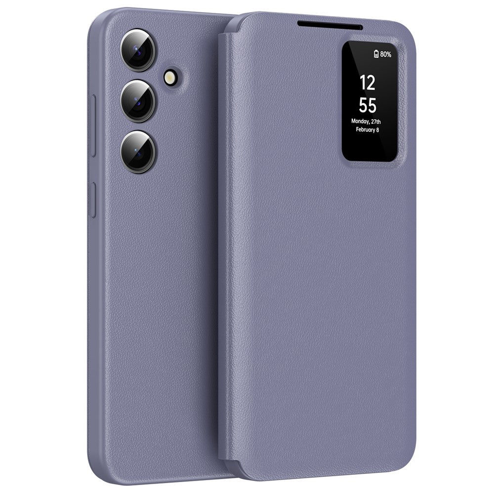 For-Samsung-Galaxy-S25-FE-Case-with-Card-Holder-Smart-View-Window-Leather-Phone-Cover-Lavender-Grey
