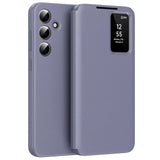 For-Samsung-Galaxy-S25-FE-Case-with-Card-Holder-Smart-View-Window-Leather-Phone-Cover-Lavender-Grey