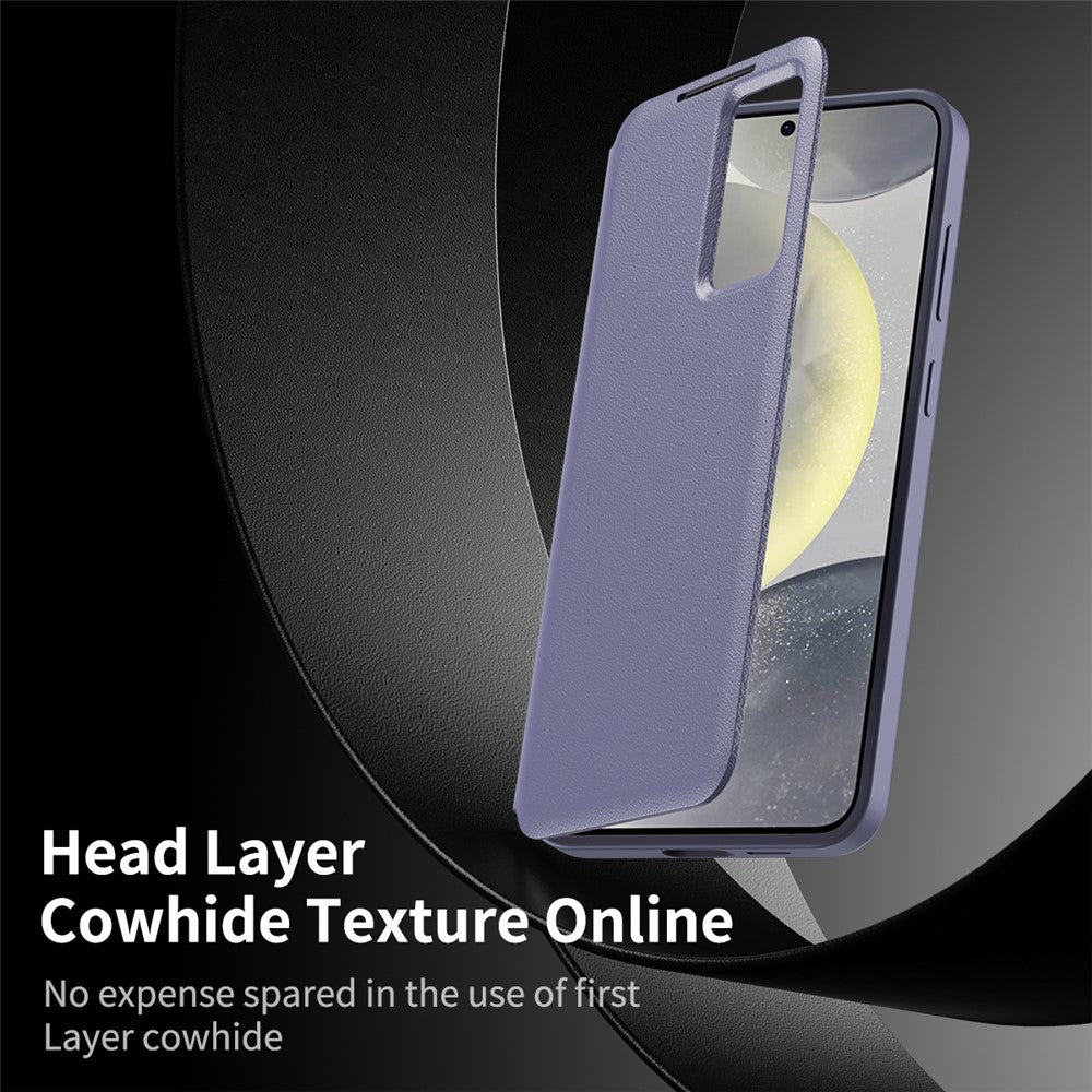 For-Samsung-Galaxy-S25-FE-Case-with-Card-Holder-Smart-View-Window-Leather-Phone-Cover-Lavender-Grey