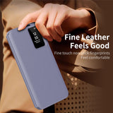 For-Samsung-Galaxy-S25-FE-Case-with-Card-Holder-Smart-View-Window-Leather-Phone-Cover-Lavender-Grey