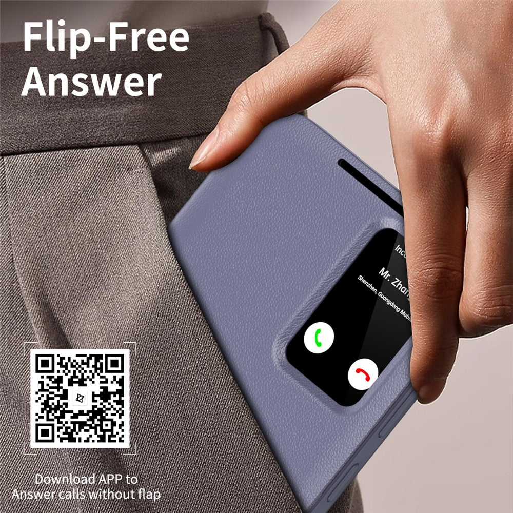 For-Samsung-Galaxy-S25-FE-Case-with-Card-Holder-Smart-View-Window-Leather-Phone-Cover-Lavender-Grey