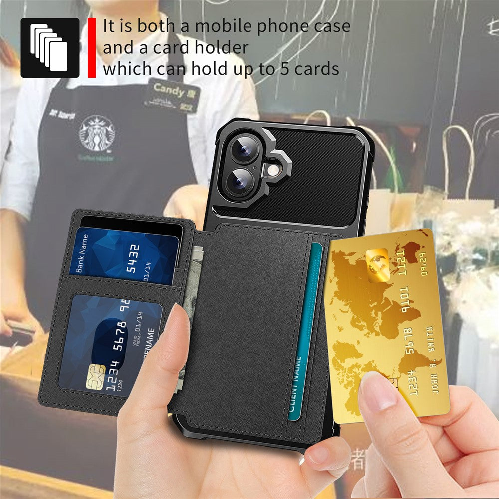 For-iPhone-17-Case-with-Card-Holder-PU-Leather-+-TPU-Phone-Back-Cover-Black
