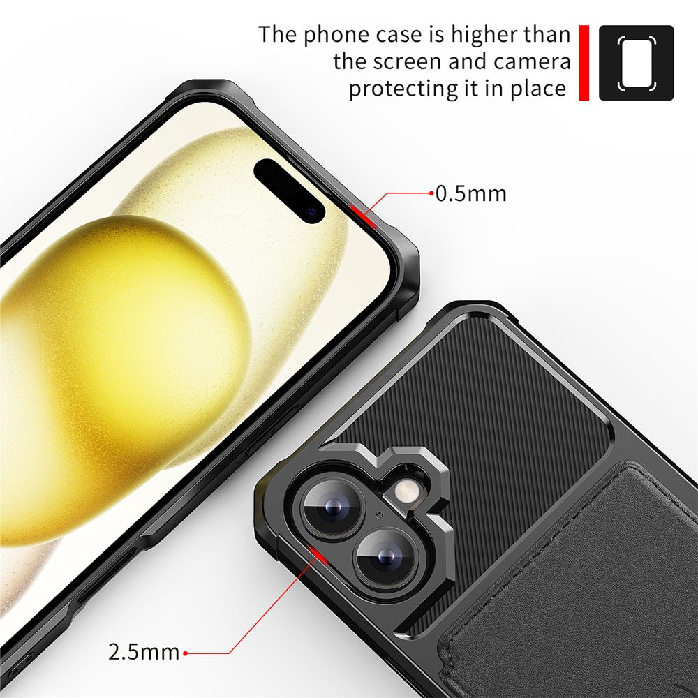 For-iPhone-17-Case-with-Card-Holder-PU-Leather-+-TPU-Phone-Back-Cover-Black