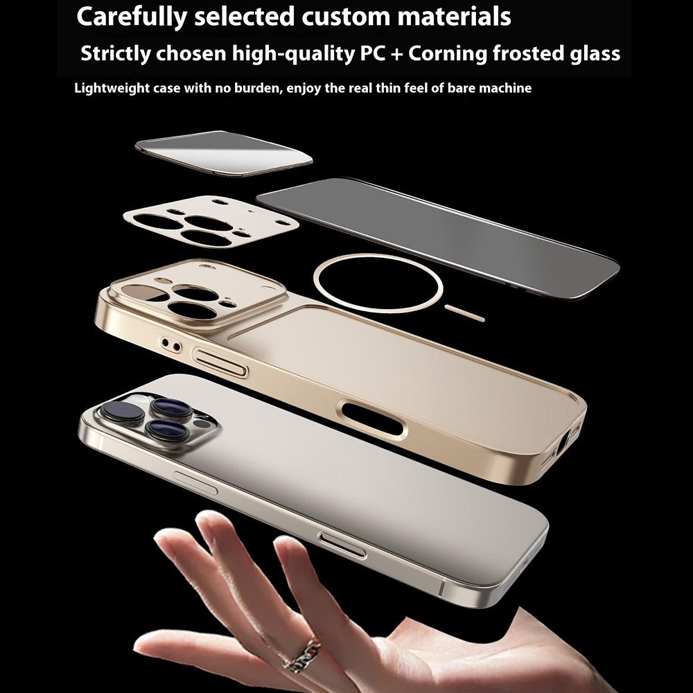 For-iPhone-16-Pro-Magnetic-Case-Transfer-to-17-Pro-PC-Phone-Cover-with-AG-Corning-Glass-Lens-Film-Titanium-Gold