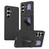 For-Samsung-Galaxy-S25-FE-Case-Customizable-Smart-Key-Control-Wristband-Kickstand-PC-+-Silicone-Phone-Cover-Black