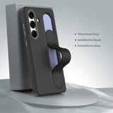 For-Samsung-Galaxy-S25-FE-Case-Customizable-Smart-Key-Control-Wristband-Kickstand-PC-+-Silicone-Phone-Cover-Black