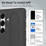 For-Samsung-Galaxy-S25-FE-Case-Customizable-Smart-Key-Control-Wristband-Kickstand-PC-+-Silicone-Phone-Cover-Black