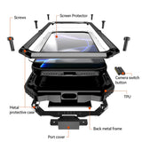 R-JUST-For-iPhone-17-Pro-Max-Case-PC-+-Silicone-+-Metal-Kickstand-Phone-Cover-with-Tempered-Glass-Film-Black