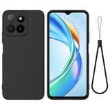 For-Honor-400-Smart-5G-/-Honor-X7d-4G-/-Honor-X7d-5G-/-Honor-400-Smart-4G-Liquid-Silicone-Case-Phone-Back-Cover-with-Hand-Strap-Black