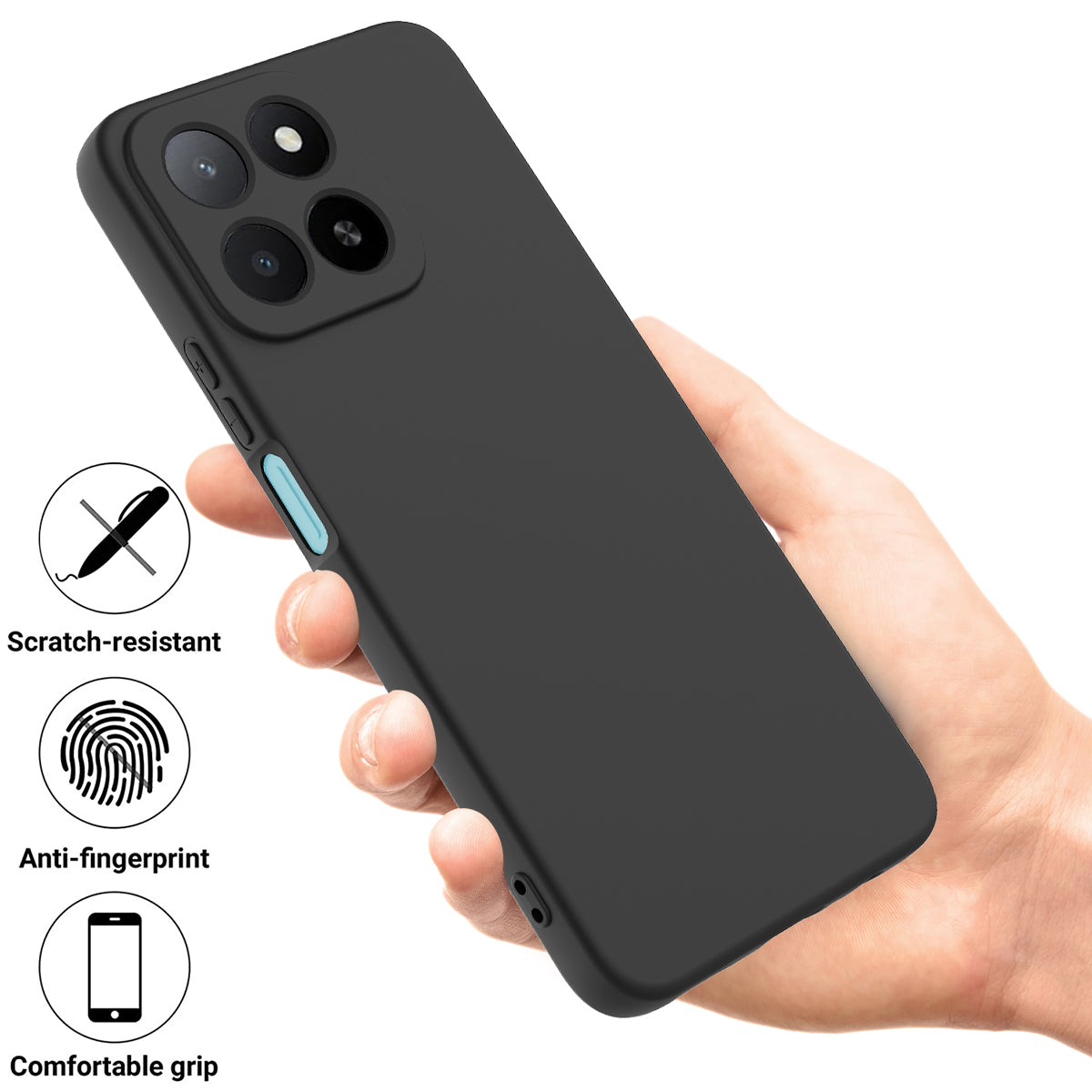 For-Honor-400-Smart-5G-/-Honor-X7d-4G-/-Honor-X7d-5G-/-Honor-400-Smart-4G-Liquid-Silicone-Case-Phone-Back-Cover-with-Hand-Strap-Black