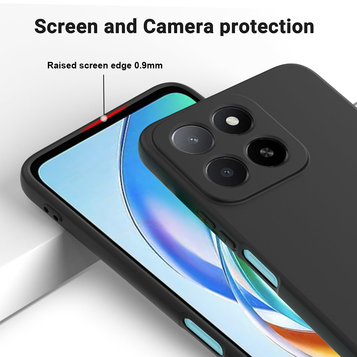 For-Honor-400-Smart-5G-/-Honor-X7d-4G-/-Honor-X7d-5G-/-Honor-400-Smart-4G-Liquid-Silicone-Case-Phone-Back-Cover-with-Hand-Strap-Black