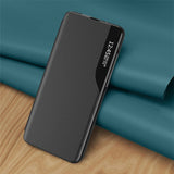 For-Samsung-Galaxy-S23-PU-Leather-Phone-Case-View-Window-Flip-Stand-Case-Anti-Scratch-Protective-Case-Green