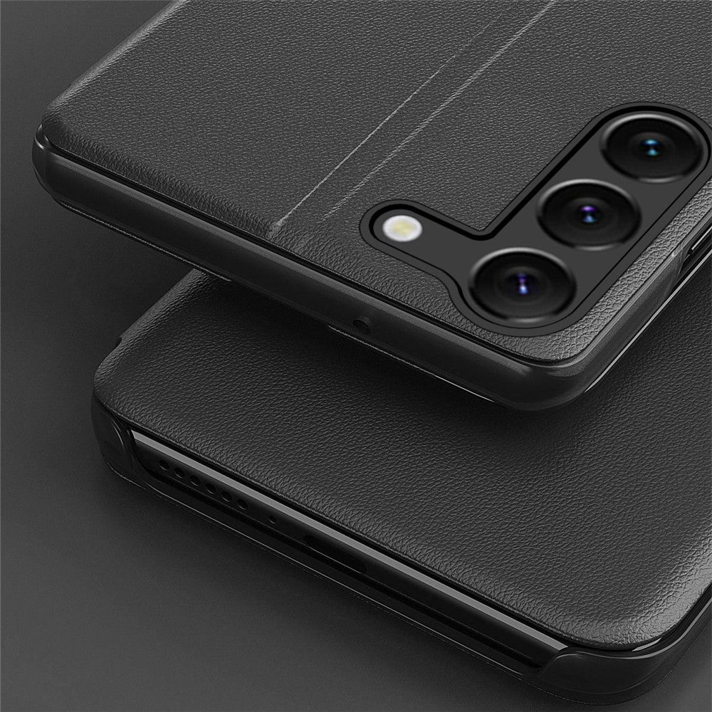 For-Samsung-Galaxy-S23-PU-Leather-Phone-Case-View-Window-Flip-Stand-Case-Anti-Scratch-Protective-Case-Green