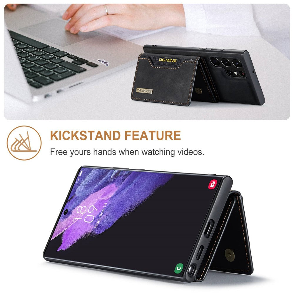 DG.MING-M2-Series-Protective-Case-for-Samsung-Galaxy-S23-Ultra-Detachable-Wallet-Phone-Case-Anti-Drop-Shockproof-Cover-with-Kickstand-Black