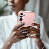 Anti-scratch-Phone-Case-for-Samsung-Galaxy-S23,-Drop-proof-TPU-+-PC-Hybrid-Back-Cover-with-Slide-Card-Holder-Black