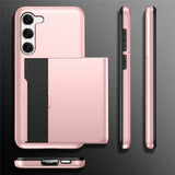 Anti-scratch-Phone-Case-for-Samsung-Galaxy-S23,-Drop-proof-TPU-+-PC-Hybrid-Back-Cover-with-Slide-Card-Holder-Black