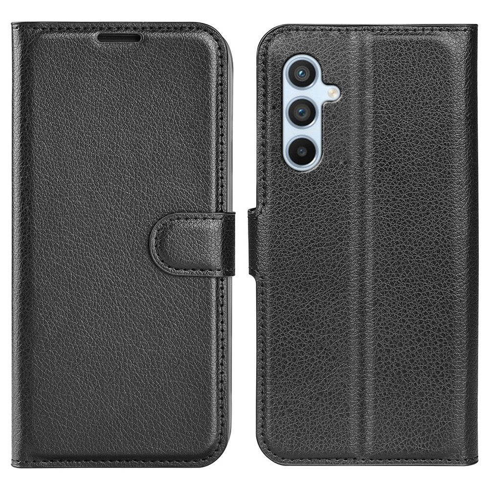 For-Samsung-Galaxy-A54-5G-Litchi-Texture-Anti-drop-Cell-Phone-Cover-PU-Leather-+-TPU-Folio-Flip-Magnetic-Clasp-Stand-Wallet-Phone-Case-Black