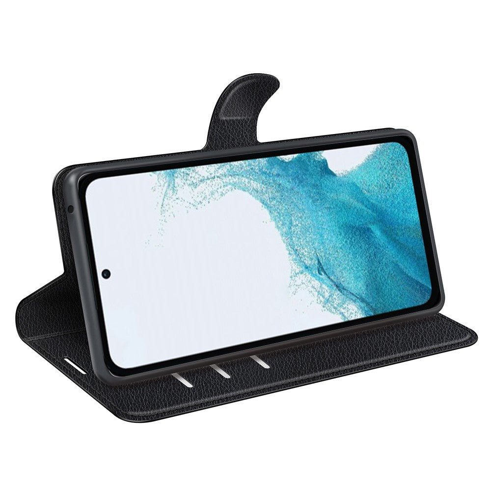 For-Samsung-Galaxy-A54-5G-Litchi-Texture-Anti-drop-Cell-Phone-Cover-PU-Leather-+-TPU-Folio-Flip-Magnetic-Clasp-Stand-Wallet-Phone-Case-Black