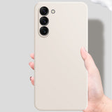 Rubberized-Mobile-Phone-TPU-Case-for-Samsung-Galaxy-S23,-Microfiber-Lining-Design-Straight-Edge-Protective-Cover-Blackish-Green