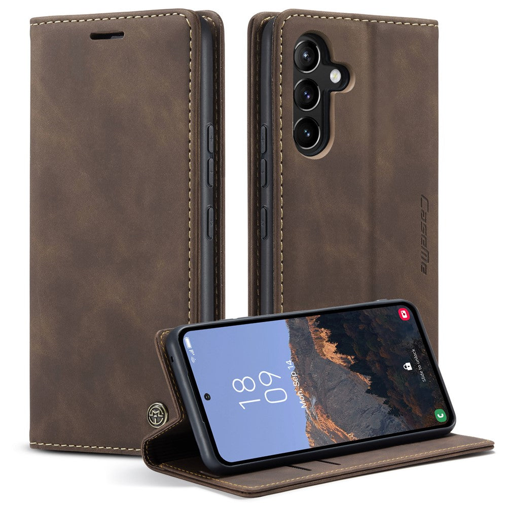 CASEME-013-Series-Phone-Case-for-Samsung-Galaxy-A54-5G-PU-Leather-Case-Wallet-Stand-Shockproof-Cover-Coffee