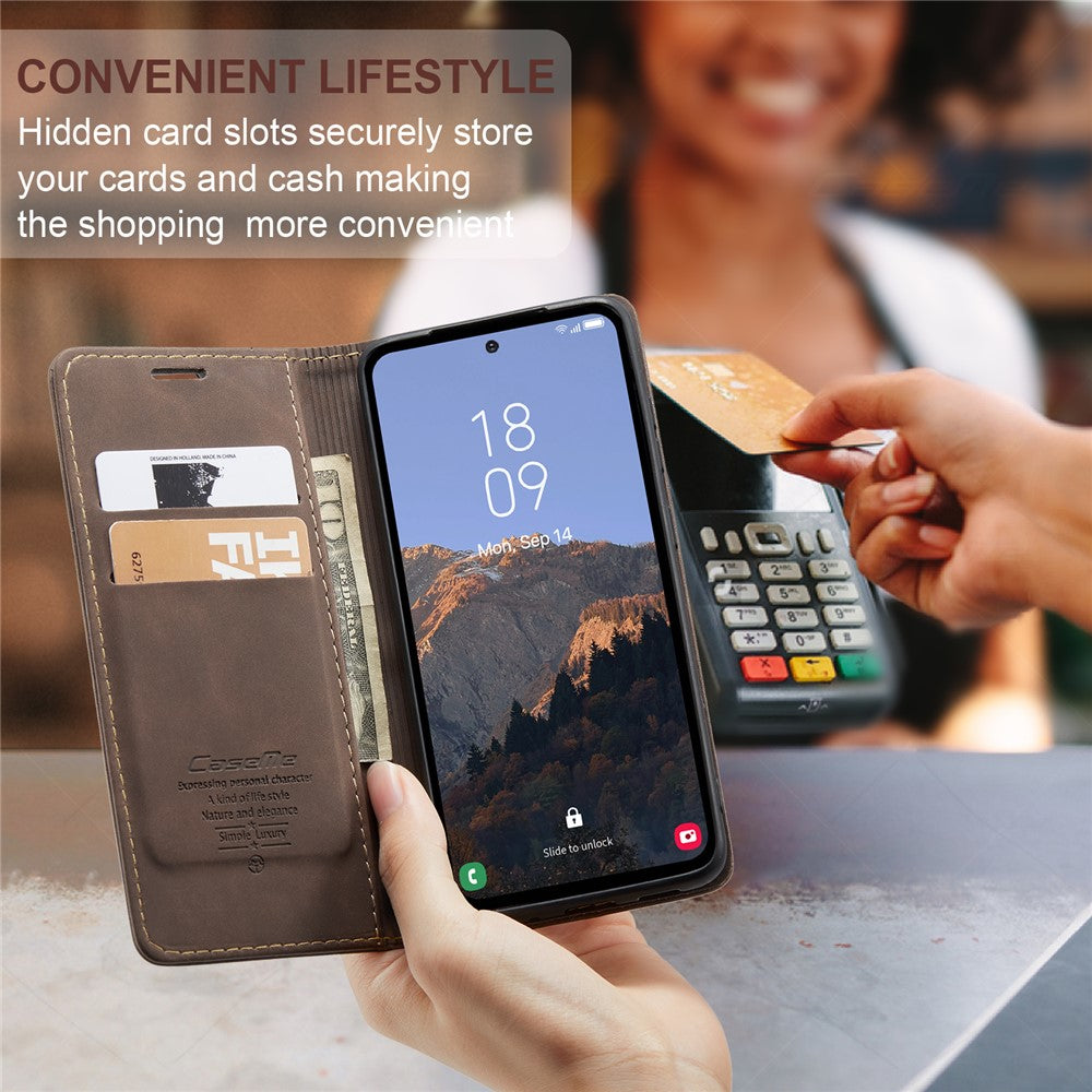 CASEME-013-Series-Phone-Case-for-Samsung-Galaxy-A54-5G-PU-Leather-Case-Wallet-Stand-Shockproof-Cover-Coffee