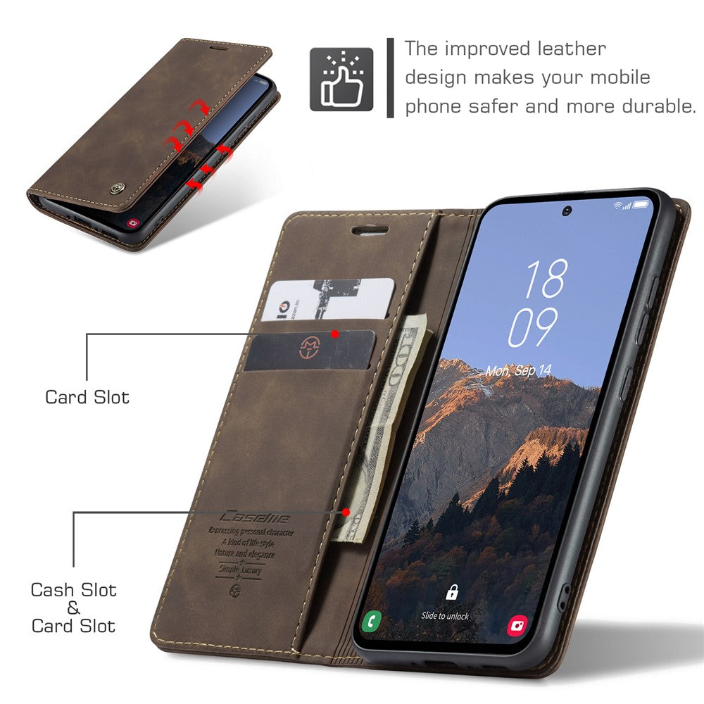 CASEME-013-Series-Phone-Case-for-Samsung-Galaxy-A54-5G-PU-Leather-Case-Wallet-Stand-Shockproof-Cover-Coffee