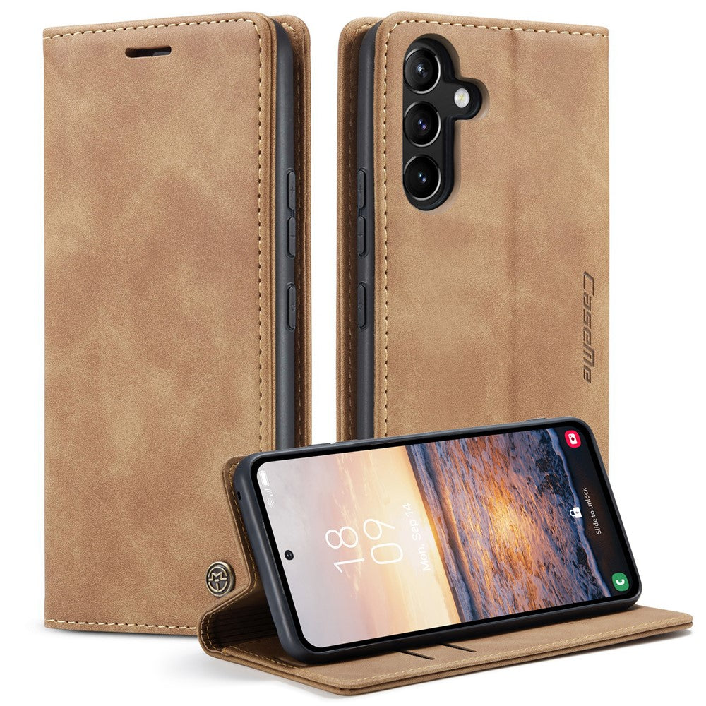 CASEME-013-Series-Phone-Case-for-Samsung-Galaxy-A54-5G-PU-Leather-Case-Wallet-Stand-Shockproof-Cover-Brown