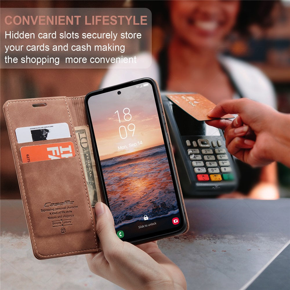 CASEME-013-Series-Phone-Case-for-Samsung-Galaxy-A54-5G-PU-Leather-Case-Wallet-Stand-Shockproof-Cover-Brown
