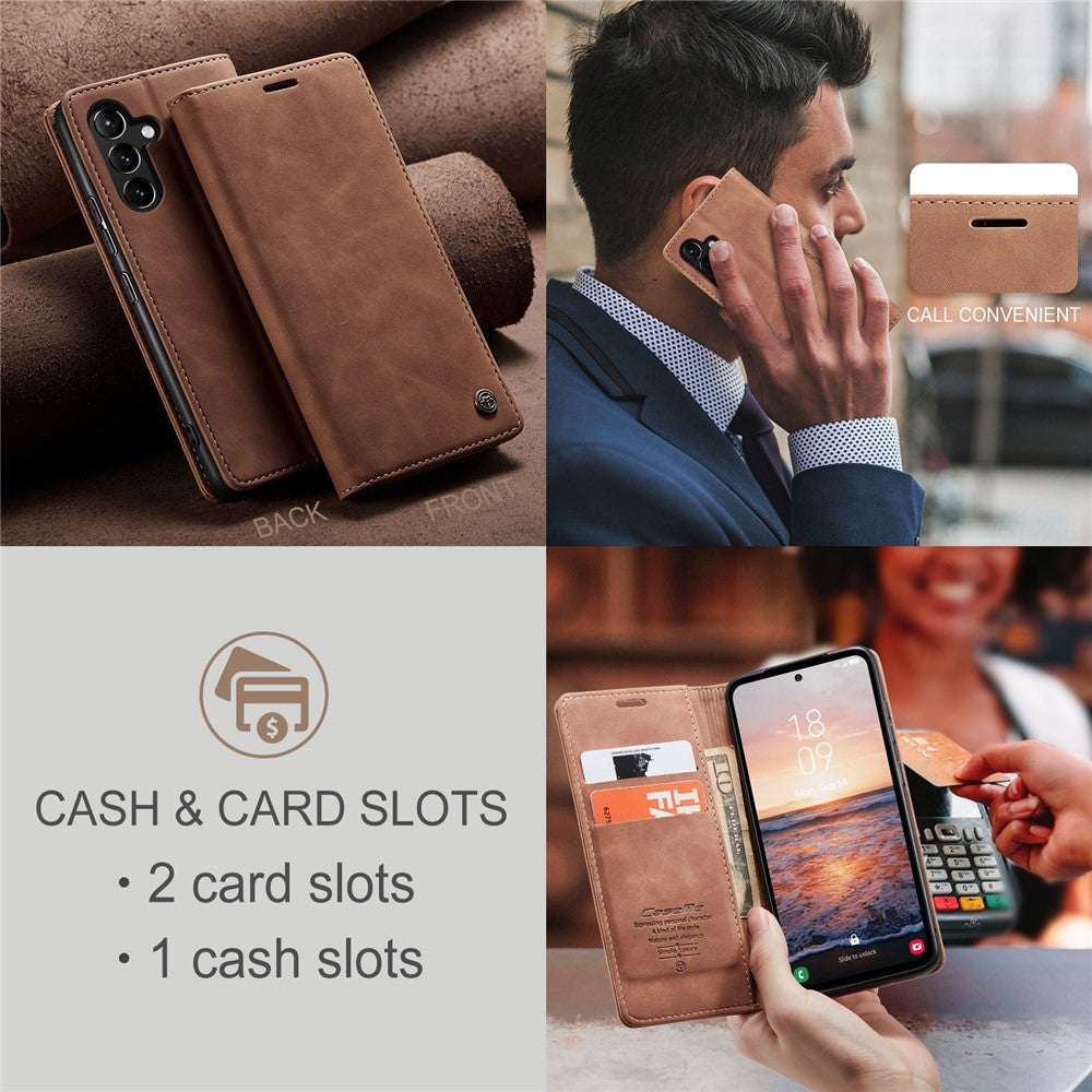 CASEME-013-Series-Phone-Case-for-Samsung-Galaxy-A54-5G-PU-Leather-Case-Wallet-Stand-Shockproof-Cover-Brown