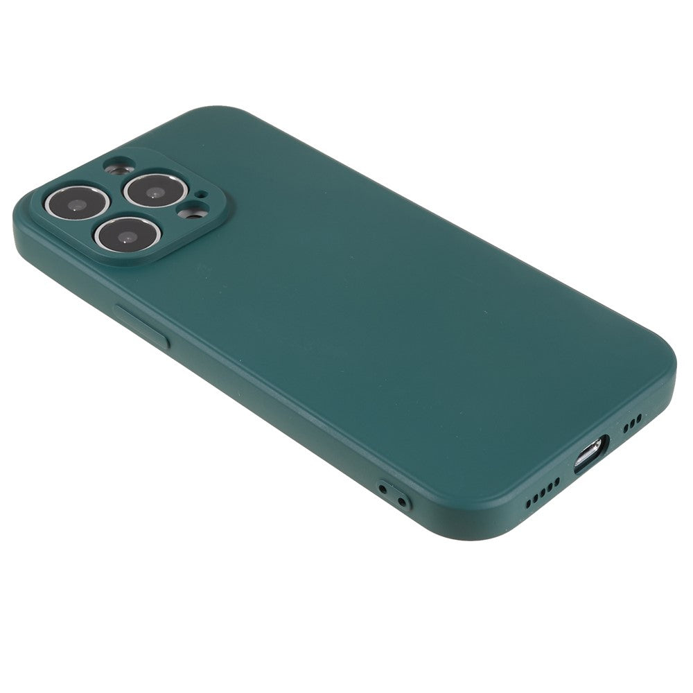 For-iPhone-13-Pro-6.1-inch-Rubberized-TPU-Phone-Case-Soft-Fiber-Lining-Shockproof-Cover-Army-Green