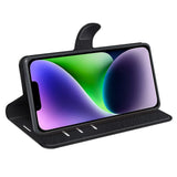 For-iPhone-15-PU-Leather-Litchi-Texture-Stand-Phone-Case-Wallet-Flip-Phone-Cover-Black