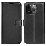 For-iPhone-15-Pro-Shockproof-Wallet-Phone-Cover-PU-Leather-Litchi-Texture-Stand-Mobile-Phone-Case-Black