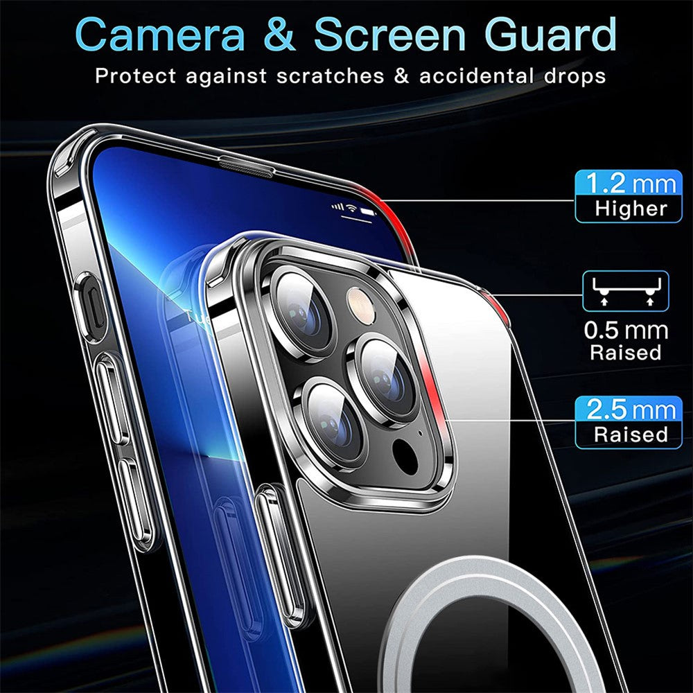 For-iPhone-14-Pro-Clear-Phone-Case-TPU-+-PC-Magnetic-Cover-Compatible-with-MagSafe-Transparent